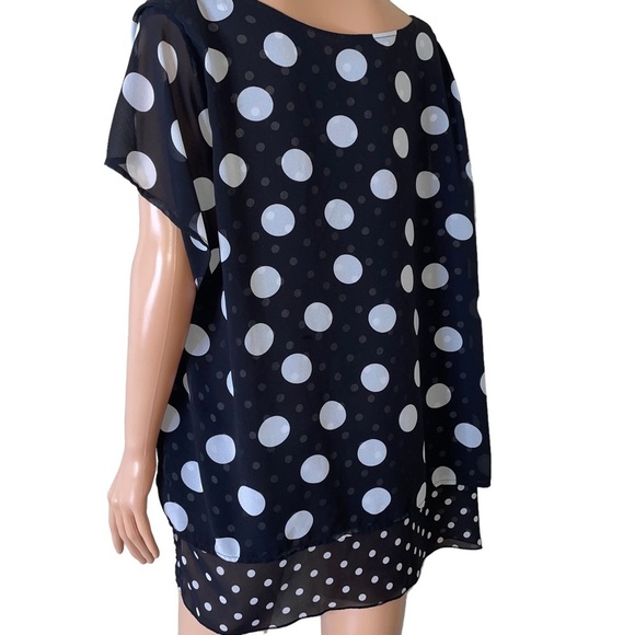 Lane Bryant double polka dot black/white lightweight flowy top plus size 18/20 - Picture 4 of 7
